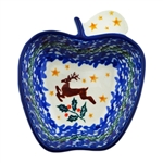 Polish Pottery 4" Apple Shaped Bowl. Hand made in Poland and artist initialed.