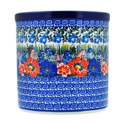 Polish Pottery 6" Utensil Holder. Hand made in Poland. Pattern U4579 designed by Maria Starzyk.