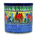 Polish Pottery 6" Utensil Holder. Hand made in Poland. Pattern U4018 designed by Maria Starzyk.