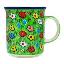 Polish Pottery 8 oz. Everyday Mug. Hand made in Poland. Pattern U4878 designed by Teresa Liana.