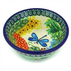 Polish Pottery 4" Bowl. Hand made in Poland. Pattern U2021 designed by Teresa Liana.