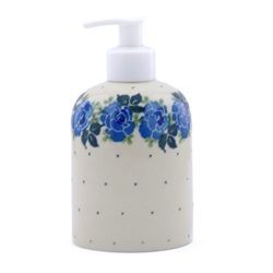 Polish Pottery 5.5" Soap/Lotion Dispenser. Hand made in Poland and artist initialed.