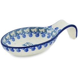 Polish Pottery 7" Spoon Rest. Hand made in Poland and artist initialed.