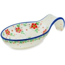 Polish Pottery 7" Spoon Rest. Hand made in Poland and artist initialed.