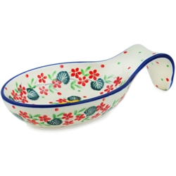 Polish Pottery 7" Spoon Rest. Hand made in Poland and artist initialed.