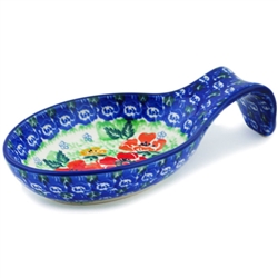 Polish Pottery 7" Spoon Rest. Hand made in Poland. Pattern U4728 designed by Irena Maczka.