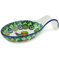 Polish Pottery 7" Spoon Rest. Hand made in Poland. Pattern U4760 designed by Wirginia Cebrowska.