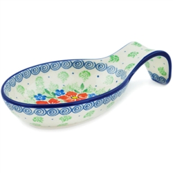 Polish Pottery 7" Spoon Rest. Hand made in Poland. Pattern U4782 designed by Maria Starzyk.