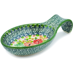 Polish Pottery 7" Spoon Rest. Hand made in Poland. Pattern U4799 designed by Teresa Liana.