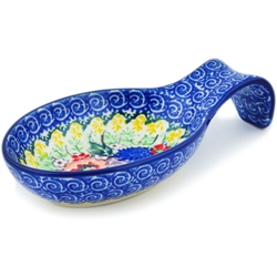 Polish Pottery 7" Spoon Rest. Hand made in Poland. Pattern U4132 designed by Maria Starzyk.
