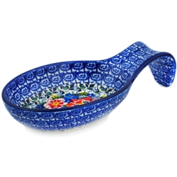 Polish Pottery 7" Spoon Rest. Hand made in Poland. Pattern U4579 designed by Maria Starzyk.