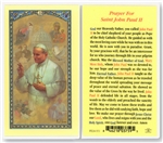 Polish Art Center - St John Paul II - Holy Card.  Plastic Coated. Picture and prayer is on the front, text is on the back of the card.