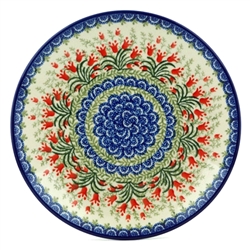 Polish Pottery 10" Dinner Plate. Hand made in Poland and artist initialed.