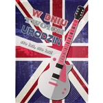 High quality, thick stock was used to make this card. Text on the front and some guitar detail are dusted with glitter.