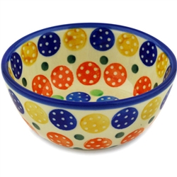 Polish Pottery 5" Ice Cream Bowl. Hand made in Poland and artist initialed.