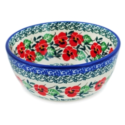 Polish Pottery 5" Ice Cream Bowl. Hand made in Poland and artist initialed.