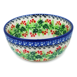 Polish Pottery 5" Ice Cream Bowl. Hand made in Poland and artist initialed.