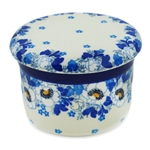 Polish Pottery 4.5" European Butter Crock. Hand made in Poland and artist initialed.