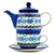 Polish Pottery 16 oz. Personal Teapot Set. Hand made in Poland and artist initialed.