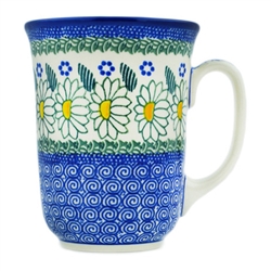 Polish Pottery 16 oz. Bistro Mug. Hand made in Poland and artist initialed.