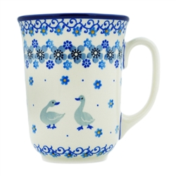 Polish Pottery 16 oz. Bistro Mug. Hand made in Poland and artist initialed.