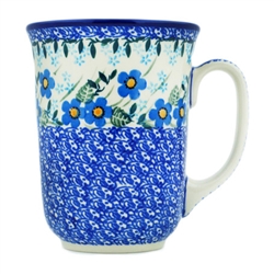 Polish Pottery 16 oz. Bistro Mug. Hand made in Poland and artist initialed.