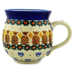 Polish Pottery 11 oz. Bubble Mug. Hand made in Poland and artist initialed.