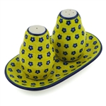 Polish Pottery 7" Salt and Pepper Set. Hand made in Poland and artist initialed.