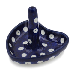 Polish Pottery 3" Ring Holder. Hand made in Poland and artist initialed.