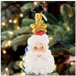 This clever Christmas ornament features two classic icons of the holiday season â€“ a smiling Santa Claus and a tastefully-trimmed tree! This lovely Little Gem can be appreciated from all angles.
DIMENSIONS: 3.5 in (H) x 2 in (L) x 1.5 in (W)