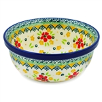 Polish Pottery 6" Cereal/Berry Bowl. Hand made in Poland and artist initialed.