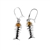 Fish Bone Cognac Amber Sterling Silver Earrings On Hooks. Round-shaped amber stones set in .925 sterling silver. Genuine Baltic amber. Size is approx 1.5" x 0.35"