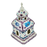 Polish Pottery 6" Chapel Candle Holder. Hand made in Poland and artist initialed.