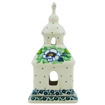Polish Pottery 6" Chapel Candle Holder. Hand made in Poland and artist initialed.