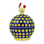 Polish Pottery 7" Hen Shaped Jar. Hand made in Poland and artist initialed.