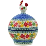 Polish Pottery 7" Hen Shaped Jar. Hand made in Poland and artist initialed.