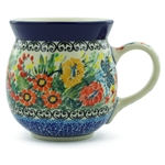 Polish Pottery 16 oz. Bubble Mug. Hand made in Poland. Pattern U3351 designed by Teresa Liana.