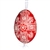 This beautifully designed egg is dyed one color, then white wax is melted and applied to form an intricate design which is left on the surfce. The egg is emptied and strung with ribbon for hanging.