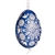 This beautifully designed egg is dyed one color, then white wax is melted and applied to form an intricate design which is left on the surfce. The egg is emptied and strung with ribbon for hanging.