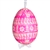 This beautifully designed egg is dyed one color, then white wax is melted and applied to form an intricate design which is left on the surfce. The egg is emptied and strung with ribbon for hanging.