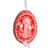 This beautifully designed egg is dyed one color, then white wax is melted and applied to form an intricate design which is left on the surfce. The egg is emptied and strung with ribbon for hanging.