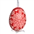 This beautifully designed egg is dyed one color, then white wax is melted and applied to form an intricate design which is left on the surfce. The egg is emptied and strung with ribbon for hanging.