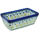 Polish Pottery 8" Loaf Pan. Hand made in Poland and artist initialed.