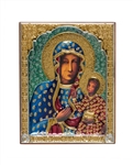 Beautiful Icon made on a brown wooden board to hang or stand. The icon's cover contains a layer of 999.95 pure silver, additionally it has partial 24k gold plating and enamel. Each icon is packed in an elegant box.