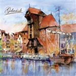 Gdansk In Watercolors. (package of 20). Size 13" x 13" , 33cm x 33cm.
Three ply napkins with water based paints used in the printing process.