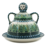 Polish Pottery 9" Cheese Lady. Hand made in Poland. Pattern U803 designed by Krystyna Dacyszyn.