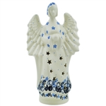 Polish Pottery 9" Angel Tealight Holder. Hand made in Poland and artist initialed.