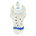 Polish Pottery 9" Angel Tealight Holder. Hand made in Poland and artist initialed.