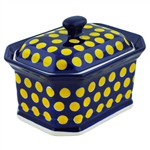 Polish Pottery 6.5" Memory Keeper with Lid. Hand made in Poland and artist initialed.