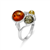 Multi color Amber/Sterling Silver Ring. Round shaped amber stones set in .925 sterling silver. Front size is approx. 0.6" x 0.5".